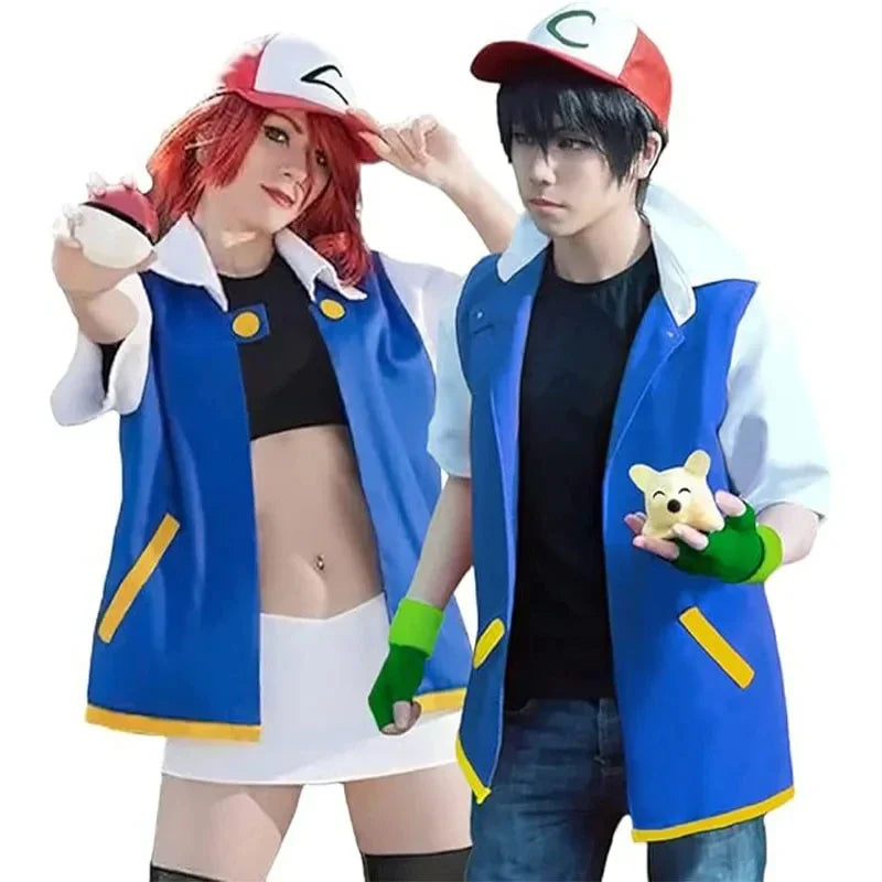 Men Anime Trainer Cosplay Costume Boys Ash Ketchum Adult for