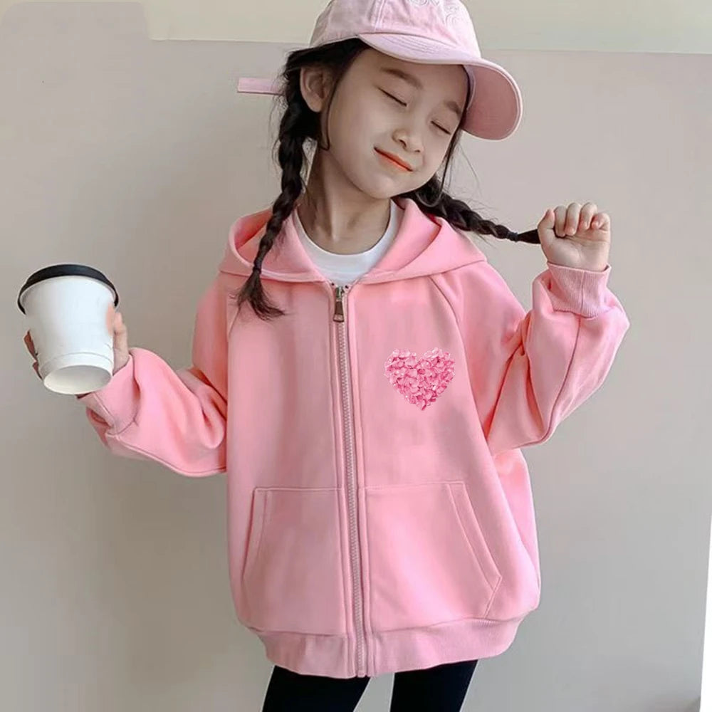 Heart Shape Coat Children Festival Gifts Zipper Style Hoodie