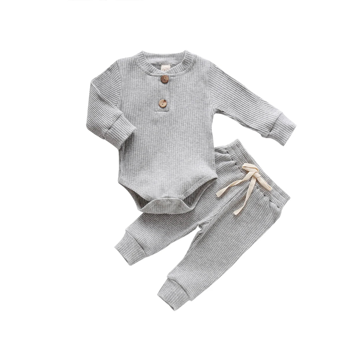 Infant Newborn Baby Girl Boy Spring Autumn Ribbed/Plaid Soli