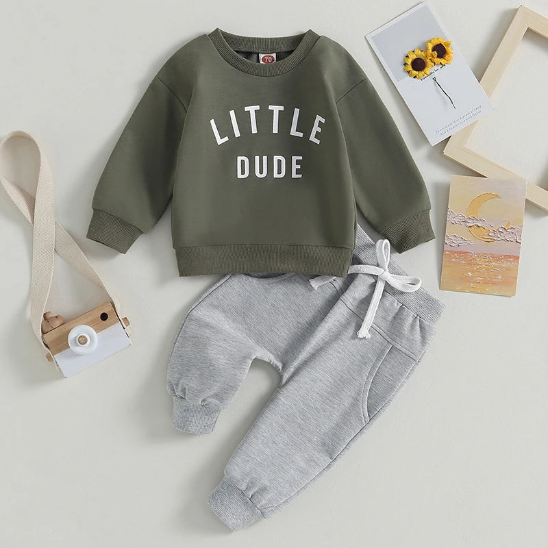 Letter Print Sweatshirt & Joggers Set
