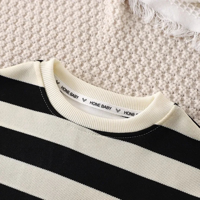 Summer Children Sets Boys Girls Short-sleeved Striped T-shir