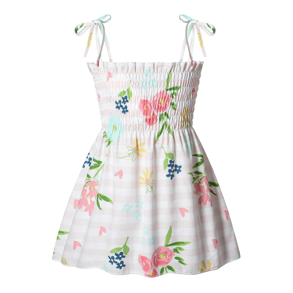 Summer Girls Princess Beach Dress Strapless Floral Print Sle