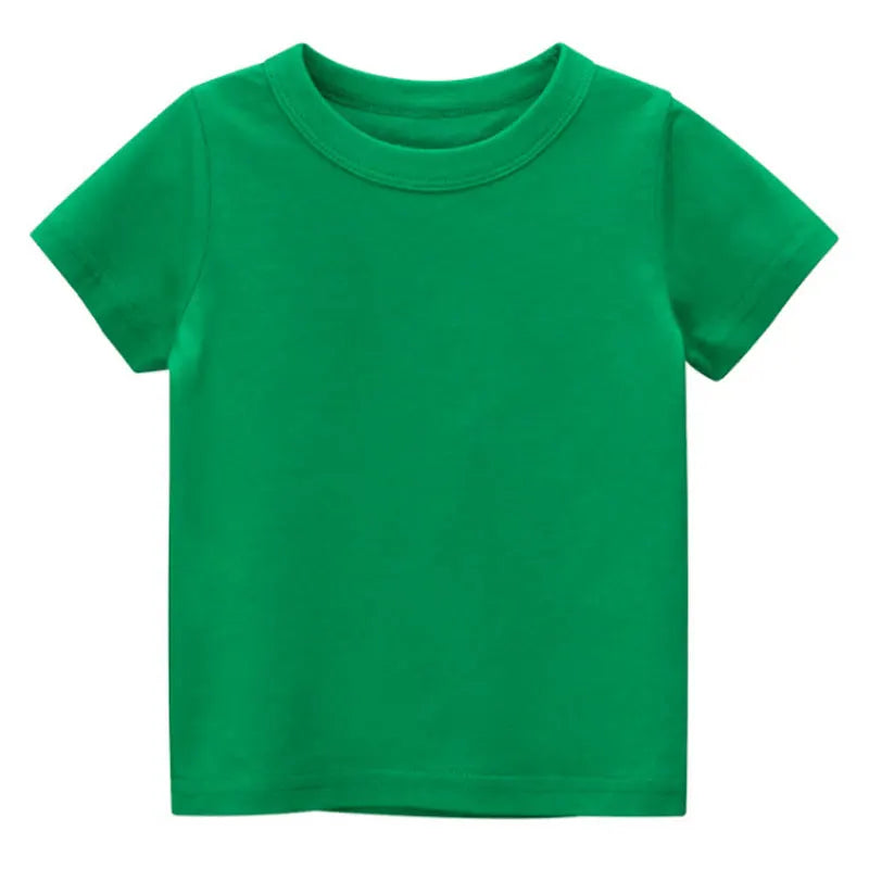 Kids Solid T Shirt Tops for Child Boys Girls Baby Toddler Bl