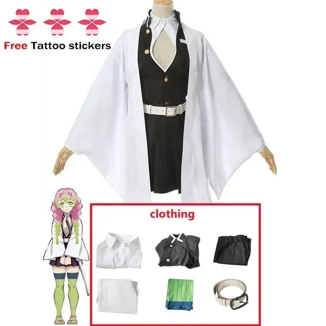 Anime Kanroji Mitsuri Cosplay Costume Kimono Haori Dress Wig