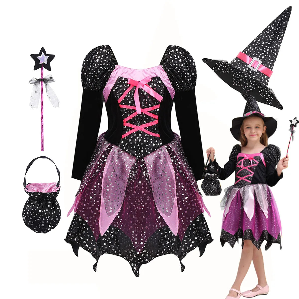 Witch Fancy Dress Costume Set for Kids