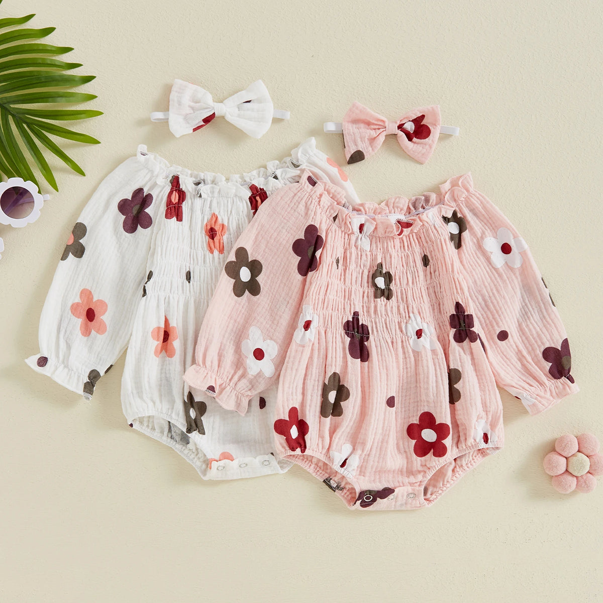 Autumn Floral Baby Romper & Headband Set