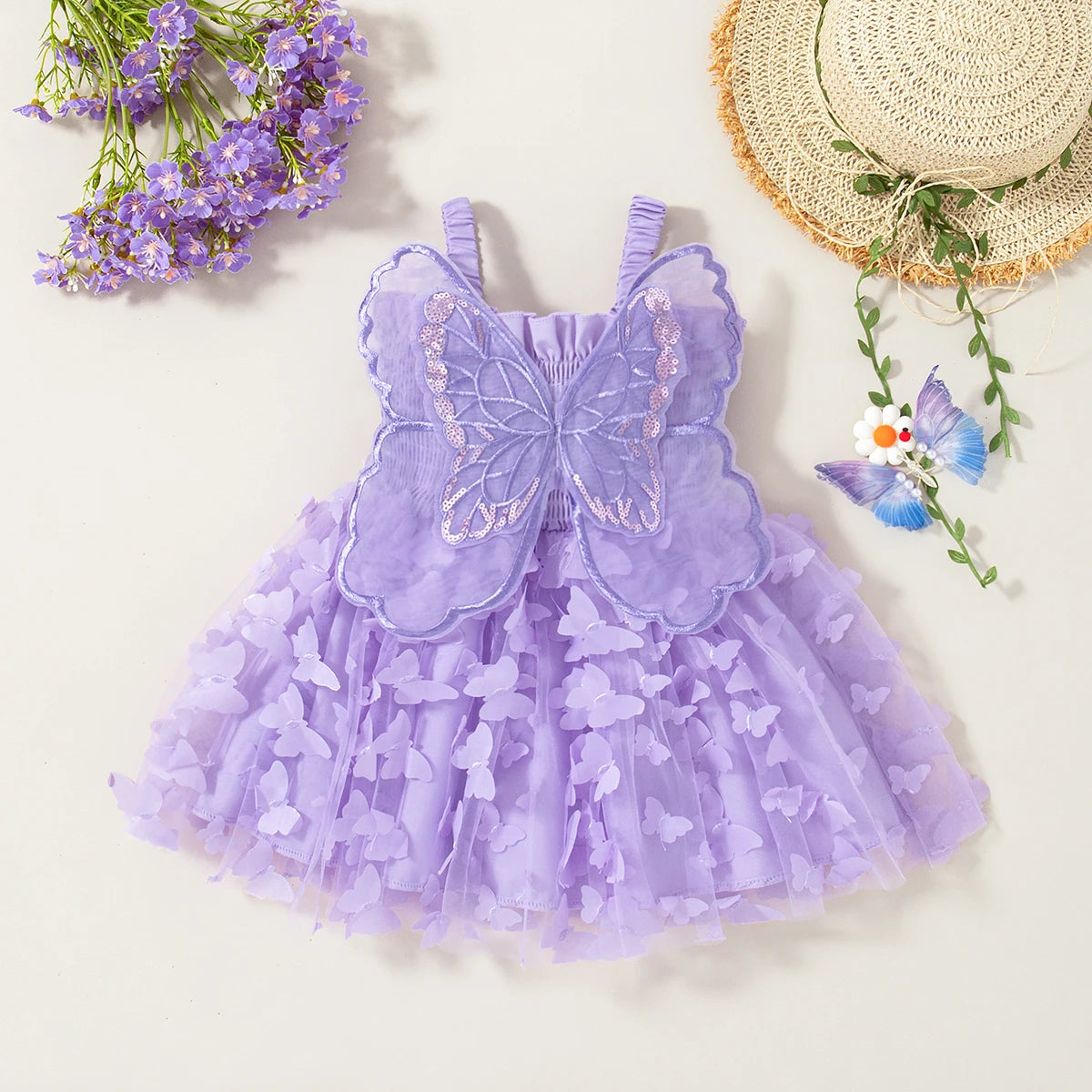 Butterfly Suspender Dress for Baby Girls