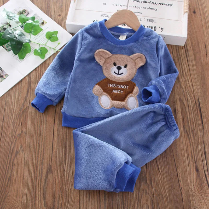 New Winter Baby Girls Boys Homewear Sets Autumn Fashion Flan