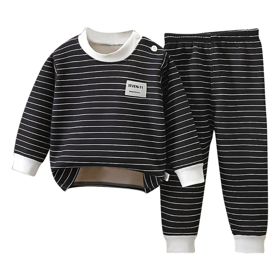 Striped Fleece Pyjama Set | Kids Autumn-Winter