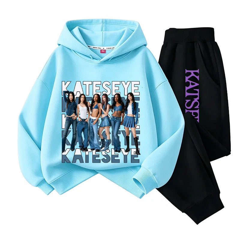 2026 autumn Katseye hoodie Girls Top Long Pant Two Piece Sui