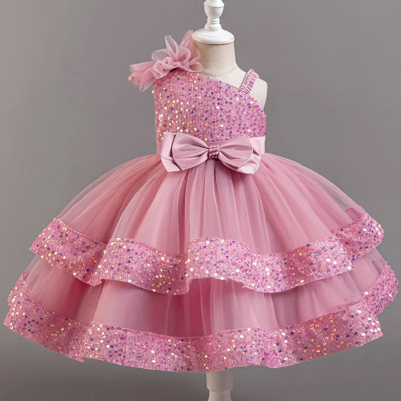 Flower Princess Sequins Baby Wedding Christmas Party Short S