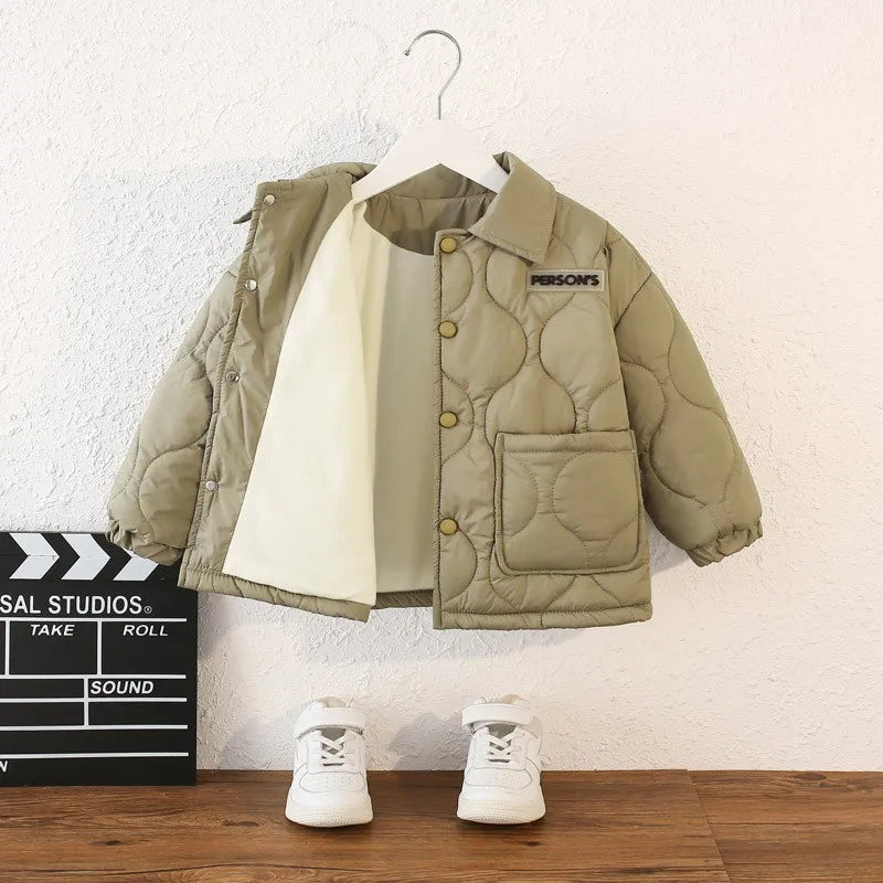 Boys Velvet-Lined Winter Coat | Warm & Cosy