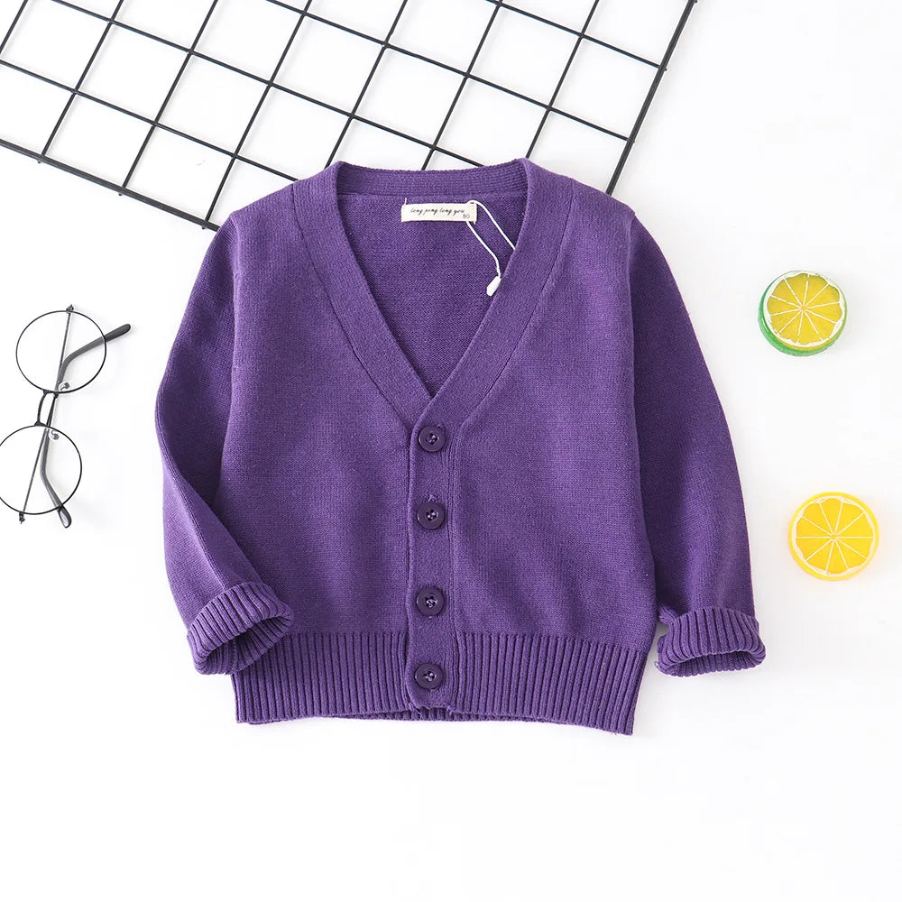 Baby Kids Cardigan Spring New Casual Long Sleeve V-neck Knit