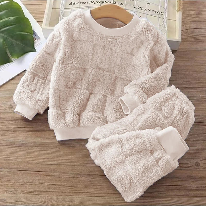 Autumn Winter Flange Sleepwear Girls Boys Long Sleeve Home C