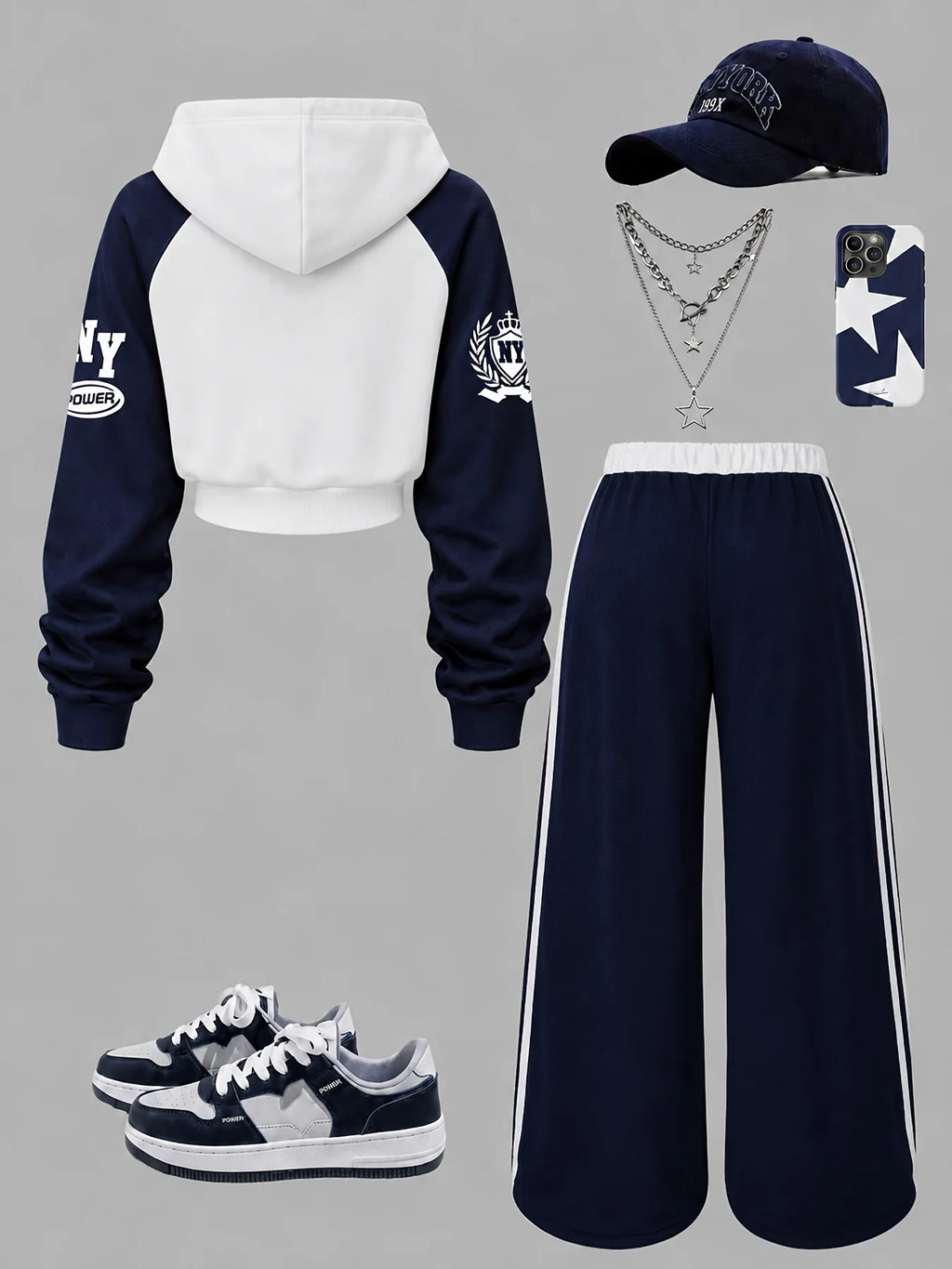 Girls' Autumn Casual Outfit Set: Digital Print Color-Blocked