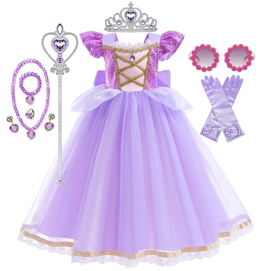Summer Rapunzal Girl Princess Dress Cosplay Tangled Hallowee