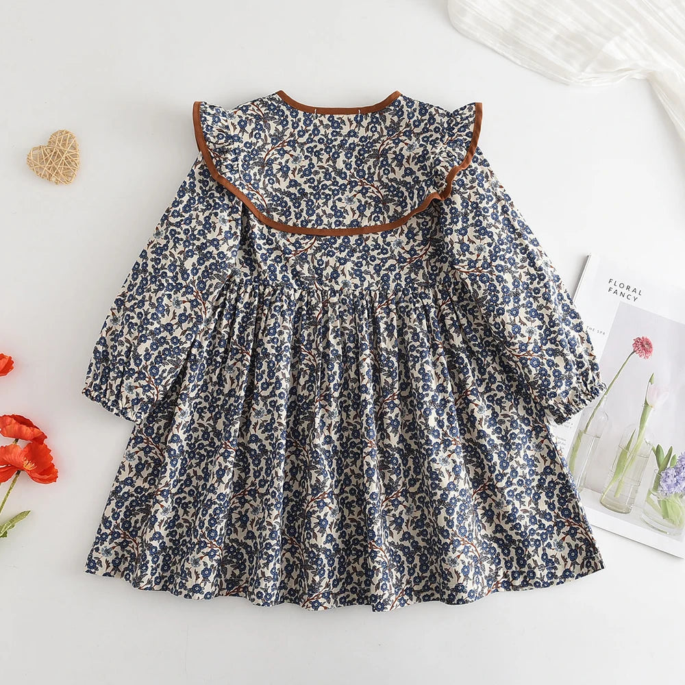 Flower Print Long Sleeve Princess Dress