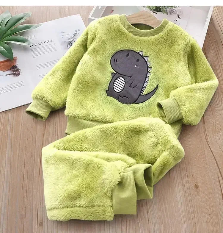Children's Pajama Sets Bear Tops + Pants 2Pcs Kids Pajamas W