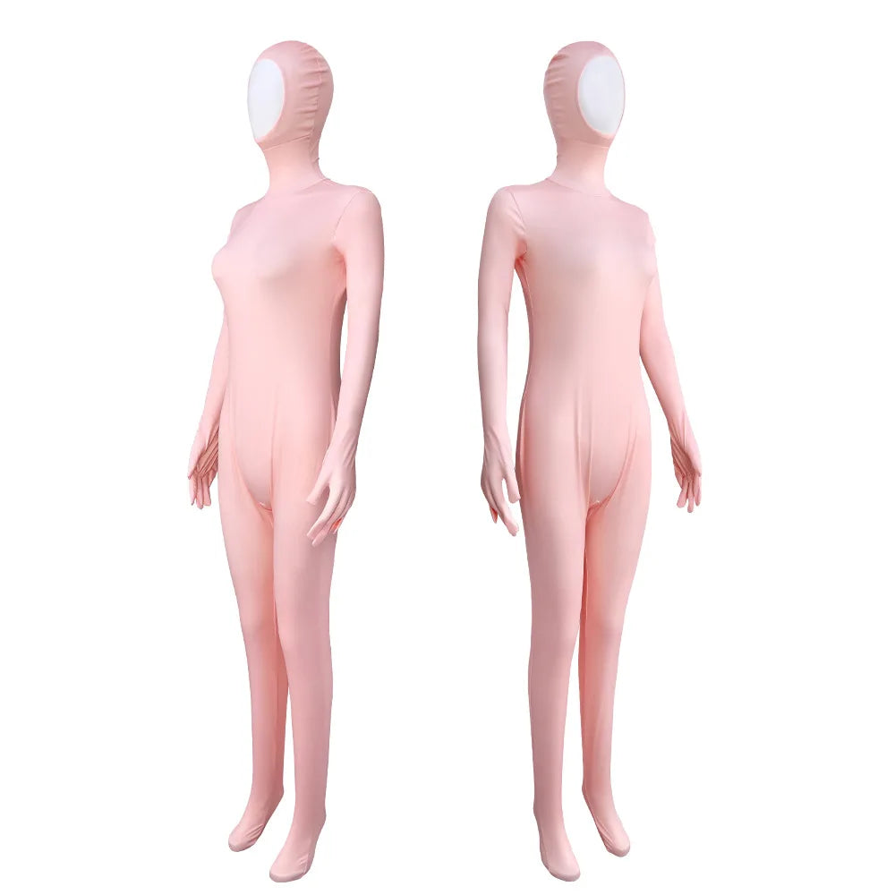 Funny Solid Color Face Revealing Tight Jumpsuit Cosplay Cost