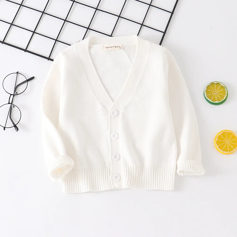 Baby Kids Cardigan Spring New Casual Long Sleeve V-neck Knit