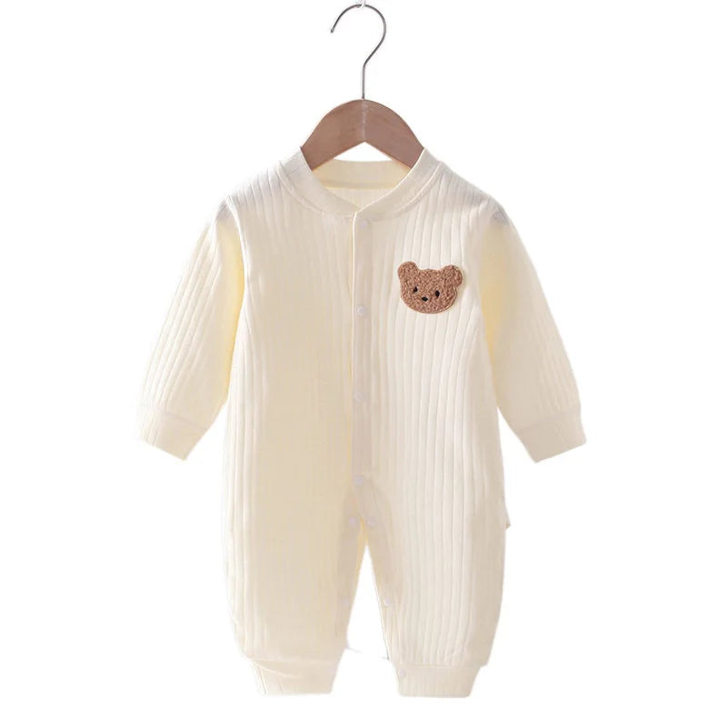 Spring Baby Romper Solid Color Bear Jumpsuit Cotton Autumn N