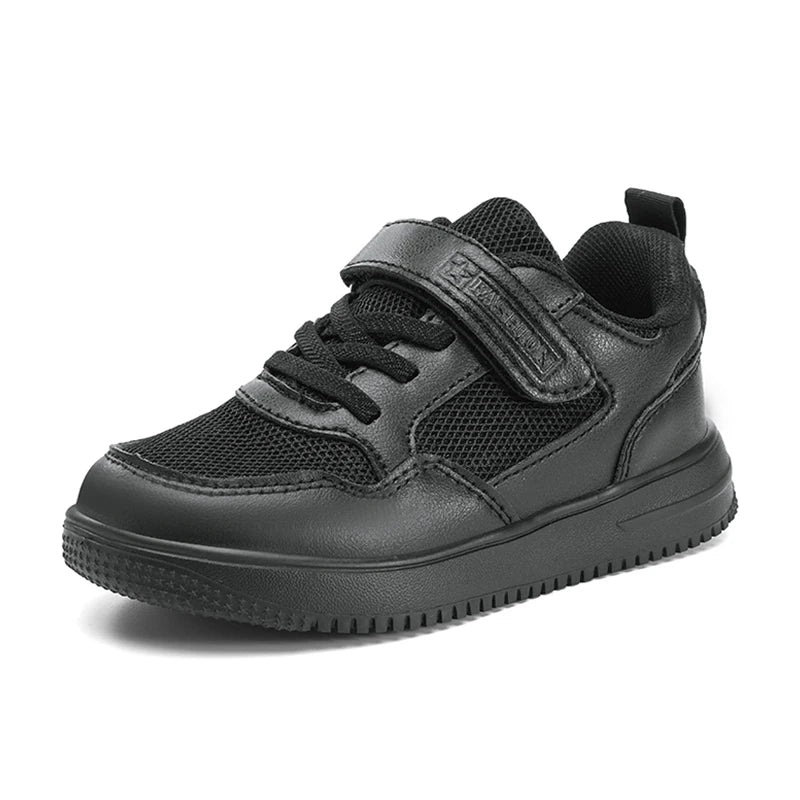 Classic Black Leather School Trainers