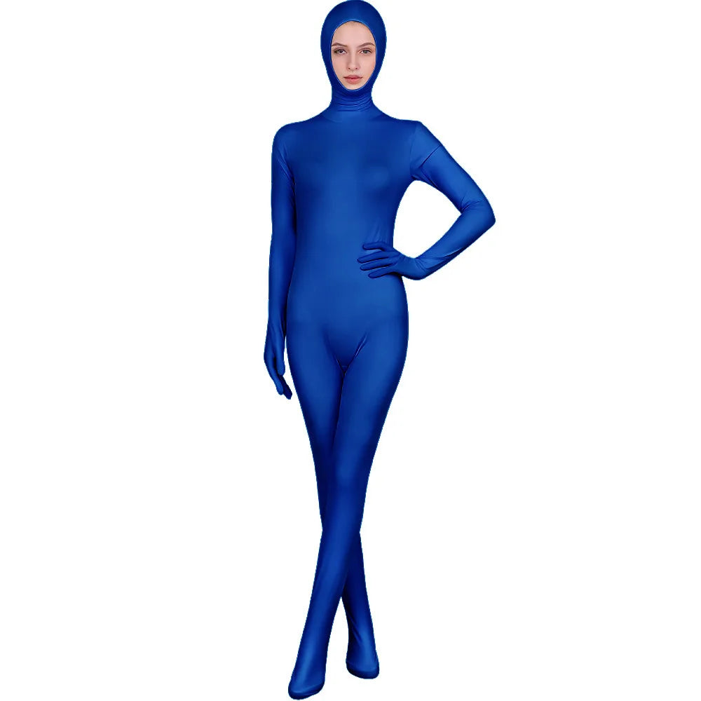 Funny Solid Color Face Revealing Tight Jumpsuit Cosplay Cost