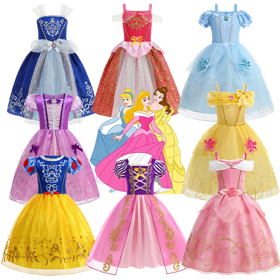 Disney Snow White Princess Dress Girl Belle Cosplay Costume