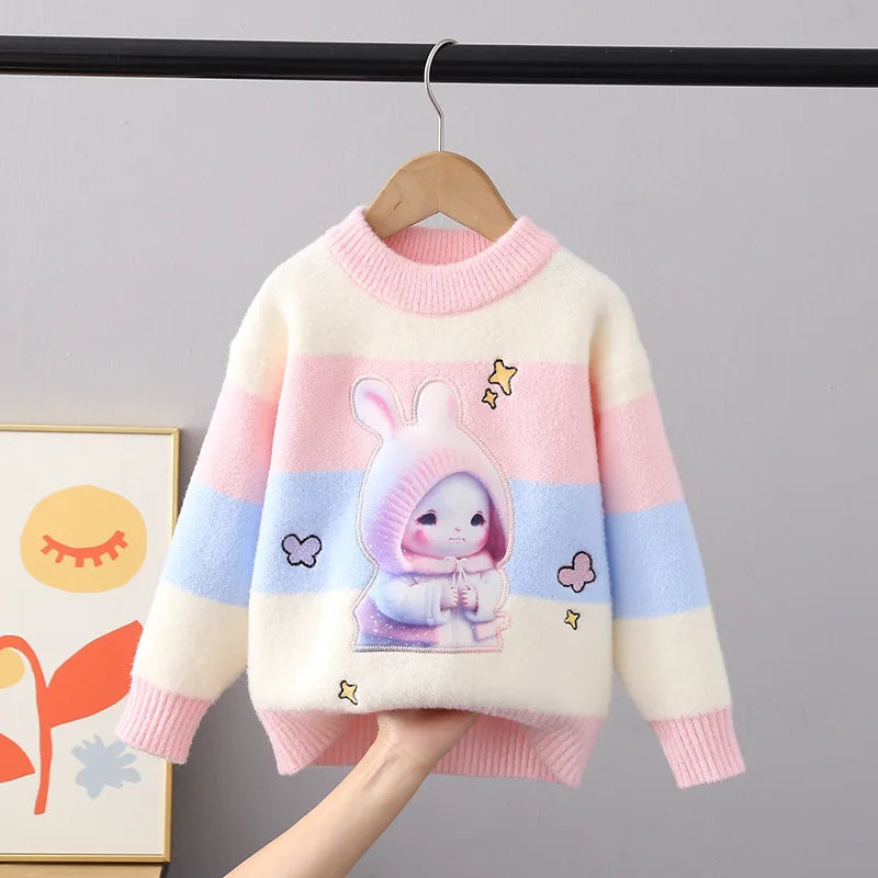 Children Sweaters Autumn Winter Girls Fluff Pullover Sweater