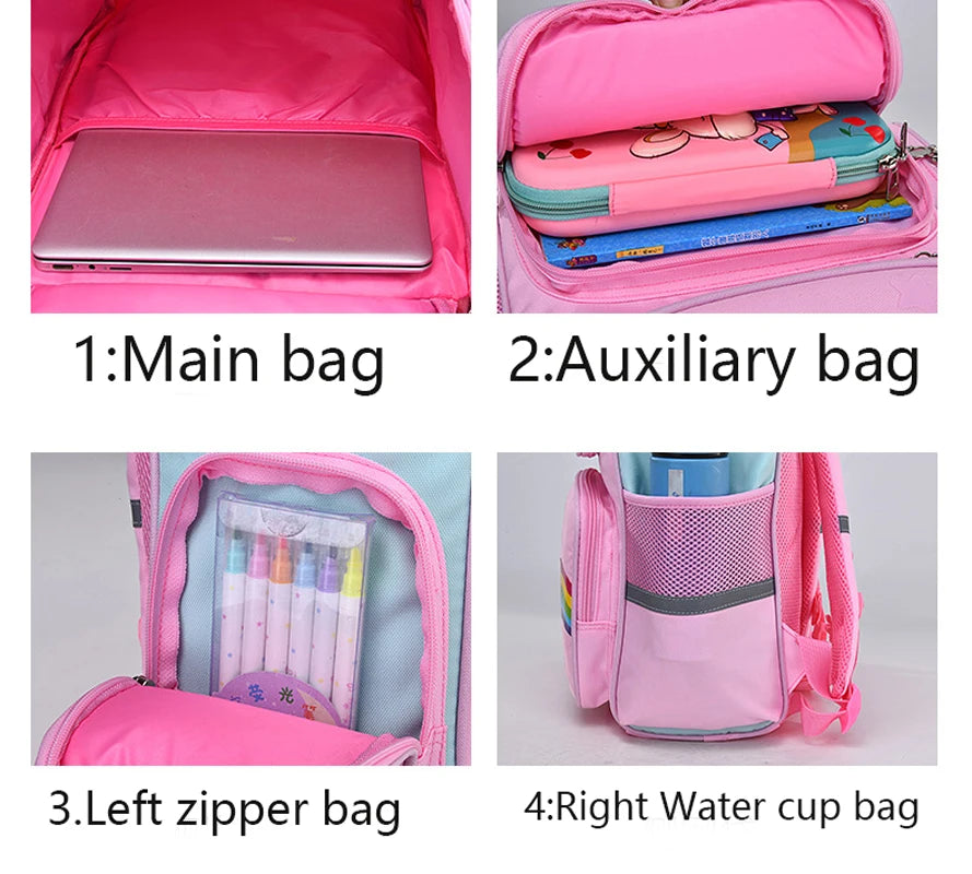 Kid Backpack for Girl Unicorn Children Bookbag Rainbow Eyes