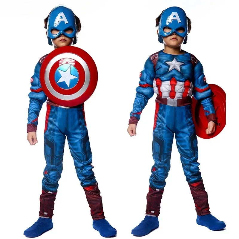 Halloween Purim Boys Captain Rogers Costume Blue Superhero M
