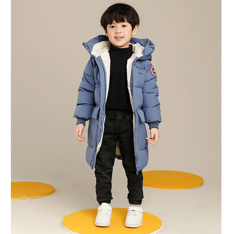 Boys Hooded Winter Coat | Warm Long-Length Jacket