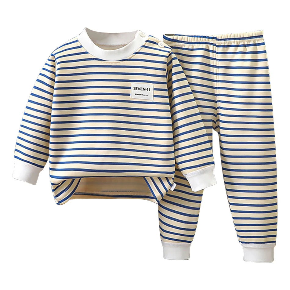 Striped Fleece Pyjama Set | Kids Autumn-Winter