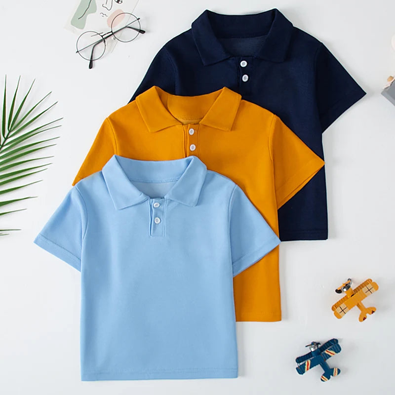 1/3 Pack Children's Solid color POLO Shirt Boy Handsome Fash