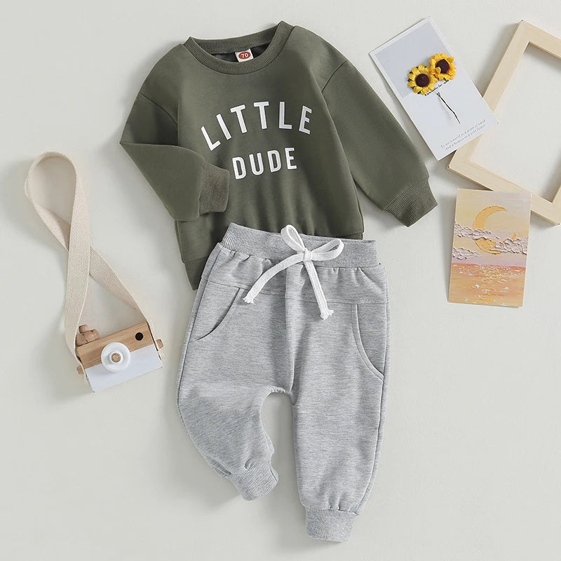 Letter Print Sweatshirt & Joggers Set