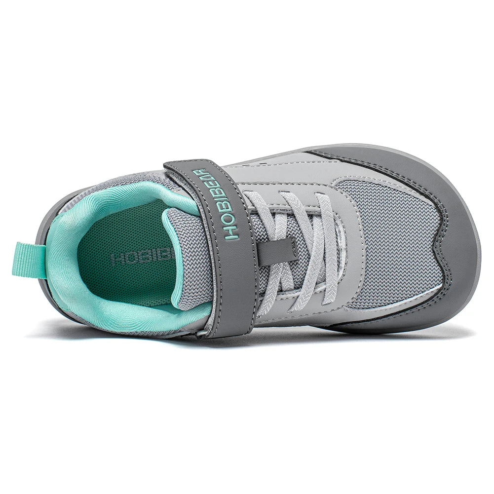 HOBIBEAR Kids Wide Toe Shoes Big Kid Barefoot Hook Loop Mini