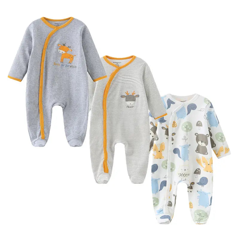 Kiddiezoom 3 Pcs/Lot Autumn Winter Unisex Cartoon Long Sleev