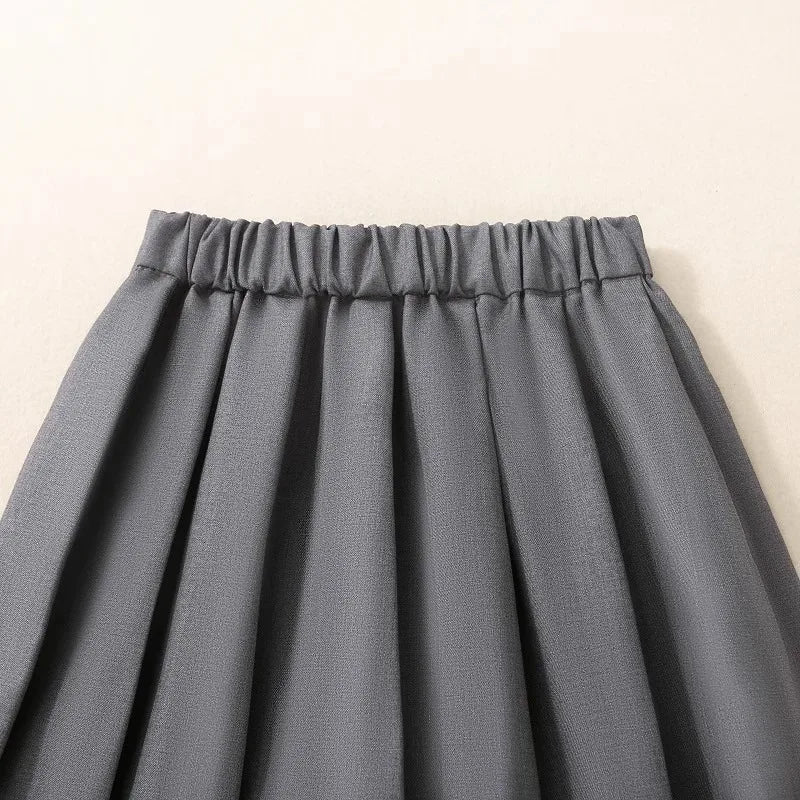 Teenage Girls Pleated Skirt Casual Grey School Skirt for Kid