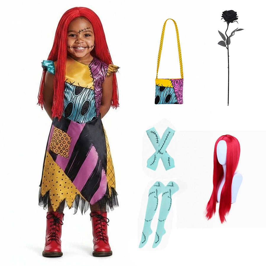 Girl Christmas Eve Scary Ruffle Dress Bow Suit Halloween Cos