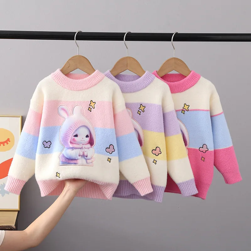 Children Sweaters Autumn Winter Girls Fluff Pullover Sweater