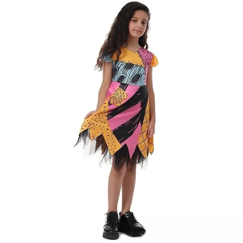 Girl Christmas Eve Scary Ruffle Dress Bow Suit Halloween Cos