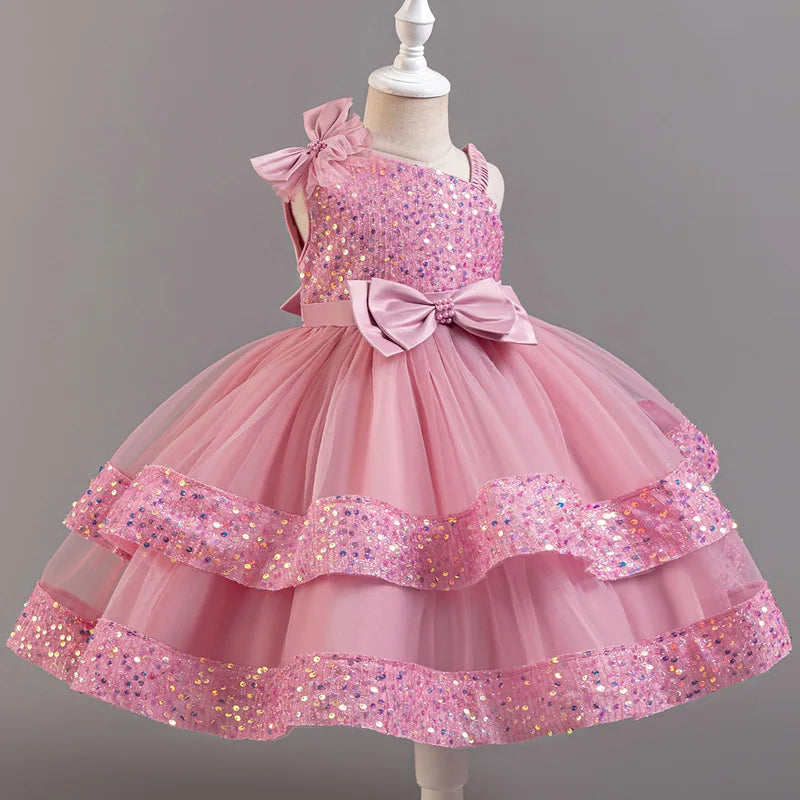Flower Princess Sequins Baby Wedding Christmas Party Short S
