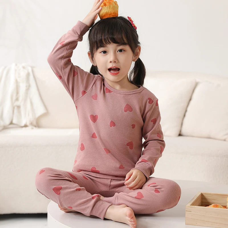 100% Cotton Pajamas Kids Girl Winter Pink Cat Teenager Girls