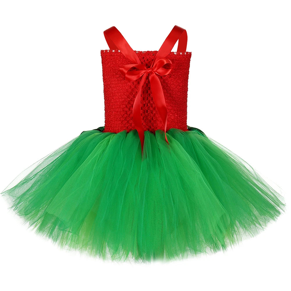 Red Green Hawaiian Girl Dress for Kids Tropical Aloha Style