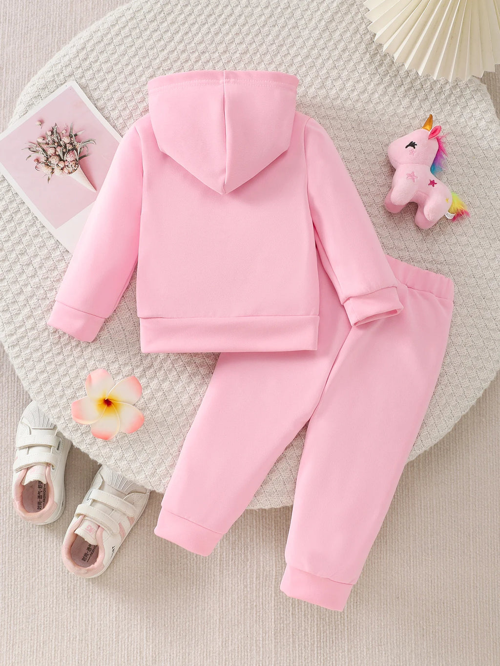 2pcs Spring Fall Baby Girls Outfit Set, Pink Leopard Heart P