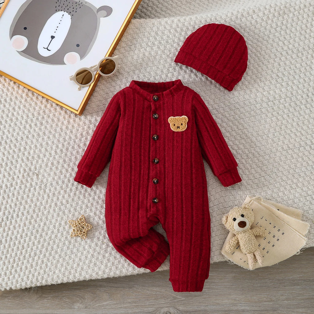 Red Bear Onesie & Hat Set – Baby 1-18 Months