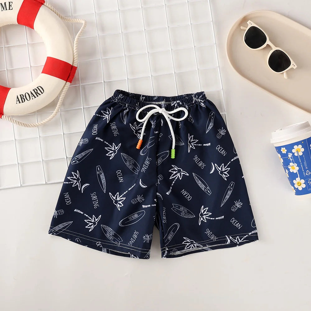 Kids Swim Trunks Summer Cartoon Prints Beach Shorts for Boys
