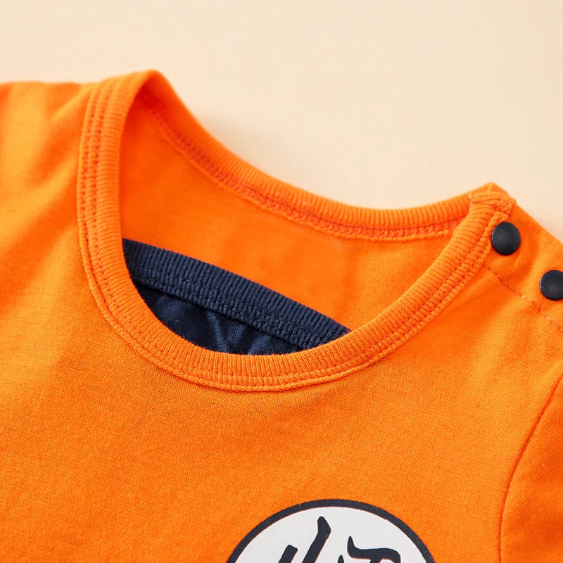 Anime-Style Baby Romper in Soft Orange Cotton