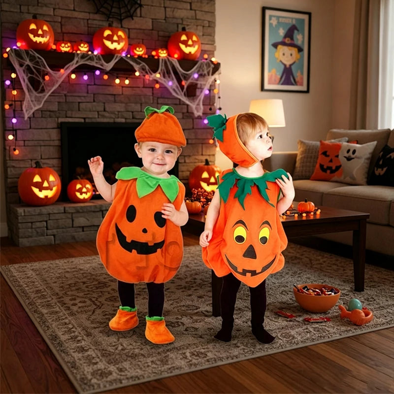 2026 Baby Girls Boys Children Jumpsuit Halloween Pumpkin Cos