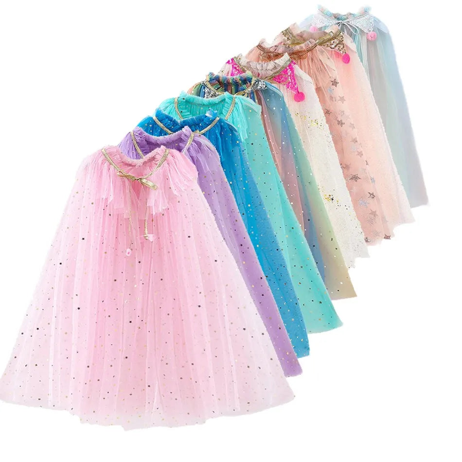 Girl Costume Children Elegant Dress Cape Kids Christmas Hall